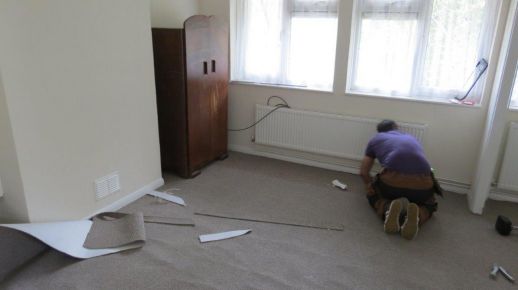 Fitting the carpet in the living room